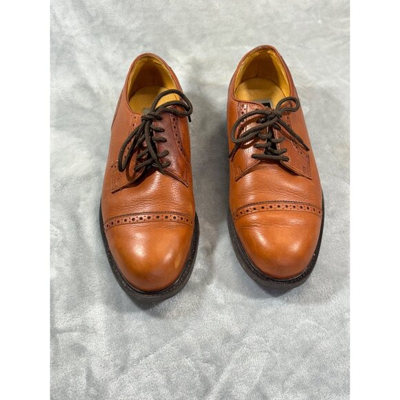 Florsheim Comfort mens shoes 7.5 Oxford Tech Ortholite Brown Leather Cap Toe - Picture 2 of 14